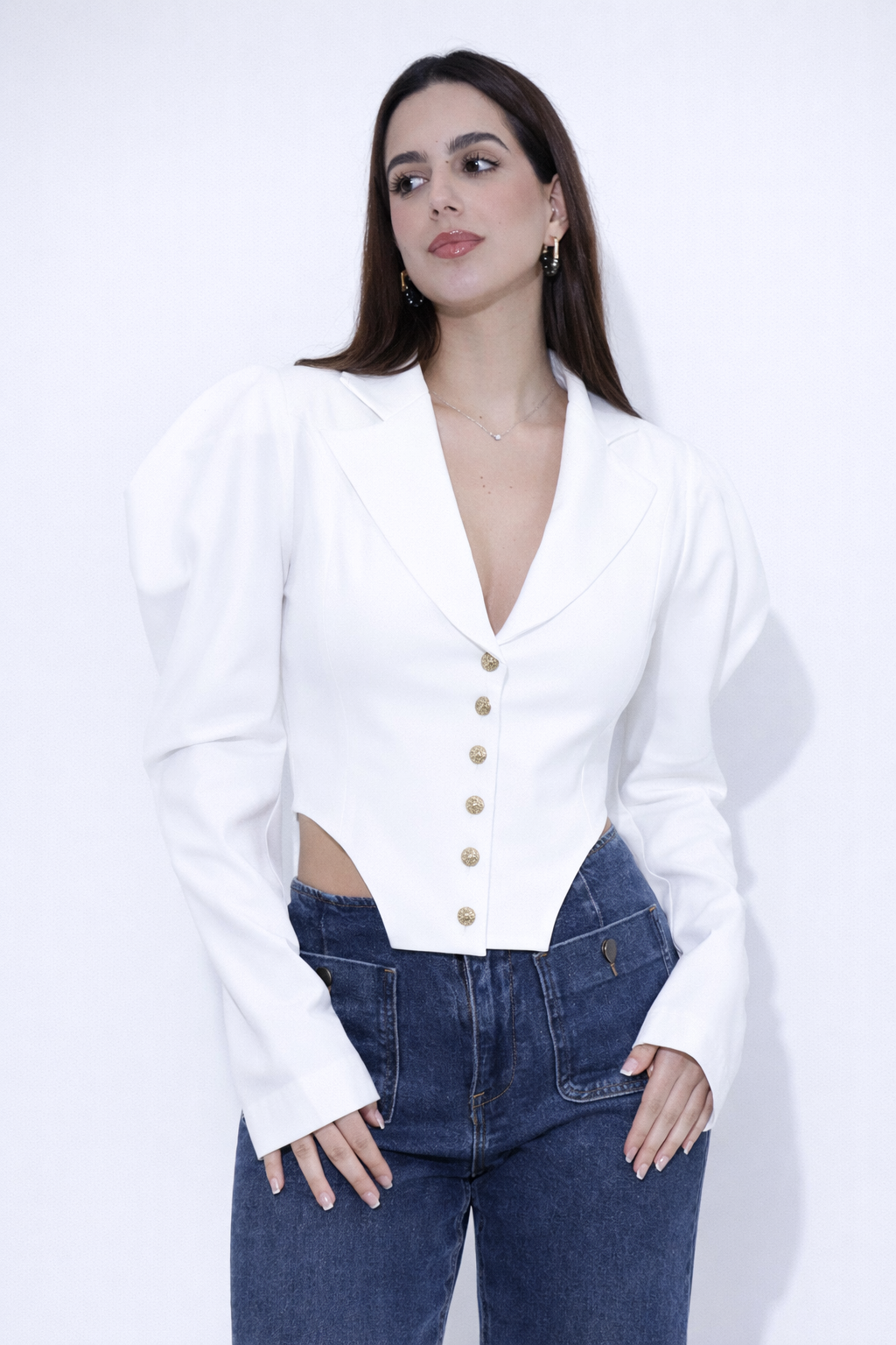 White Structured Women’s Jacket Top
